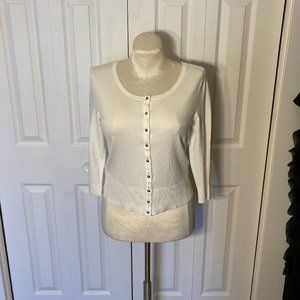 White House Black Market White Snap Front Cardigan NWT